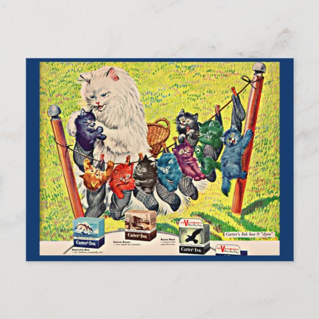 1940-talet Carters katt och kattungar i Bläck och  Vykort (Framsida)