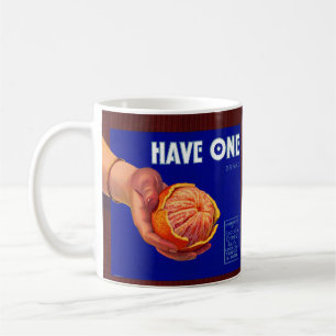 1940-talet har en låda-orange kaffemugg