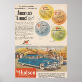 1940-talet Hudson Automobile Ad Circus Fair Poster