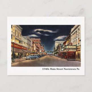 1940-talet Norristown's Main Street Vykort