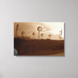 1940-talet: Sepia Kvarn Farm w/ Corized Car Fender Canvastryck
