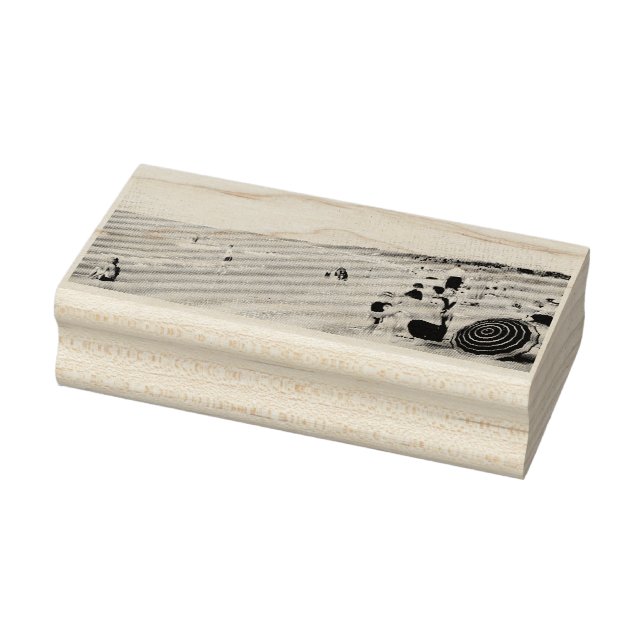 1940-talet Sjö Michigan Beach Scene Rubber Art Fri Stämpel (Stämpel)