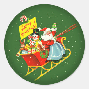 1940-talets årshelg Jultomten med Sleigh Runt Klistermärke
