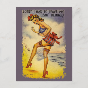 1940-talets Bathing Beauty Funny Postcard Vykort