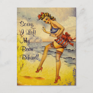 1940-talets Bathing Beauty Funny Postcard Vykort