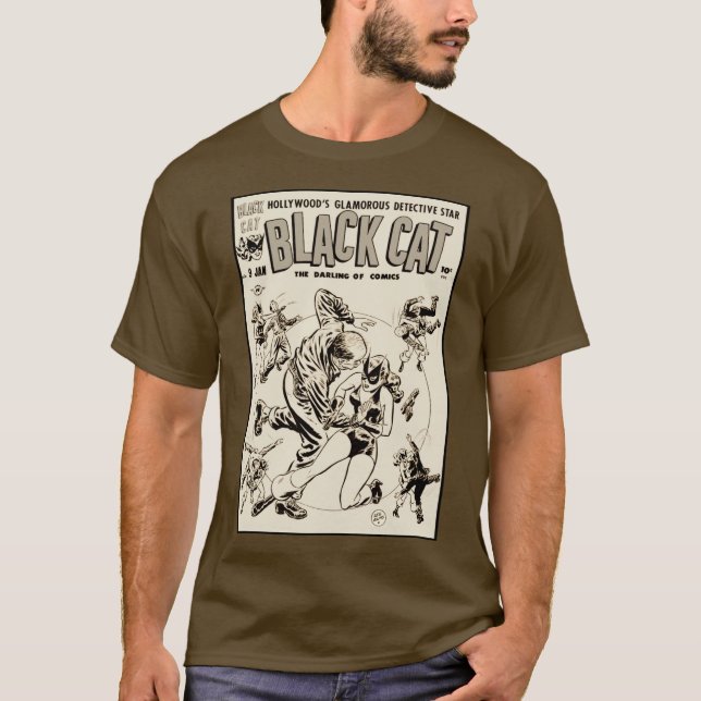 1940-talets Black Cat Comics T-Shirt (Framsida)