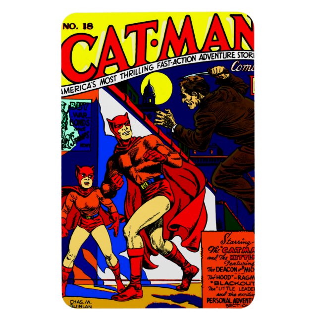 1940-talets Cat-Man Comics Magnet (Vertikal)
