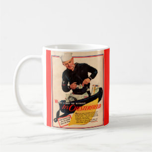 1940-talets Chesterfield-cigaretter med sjöman Kaffemugg