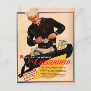 1940-talets Chesterfield-cigaretter med sjöman Vykort