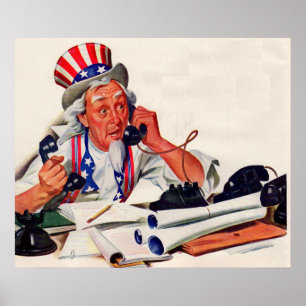1940-talets farbror Sam på mobil Poster