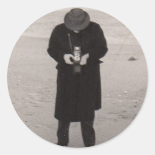 1940-talets fotograf på stranden runt klistermärke
