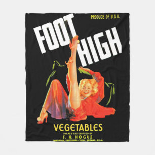 1940-talets grönsaksetikett låda Foot High Fleecefilt