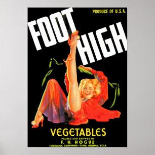 1940-talets grönsaksetikett låda Foot High Poster
