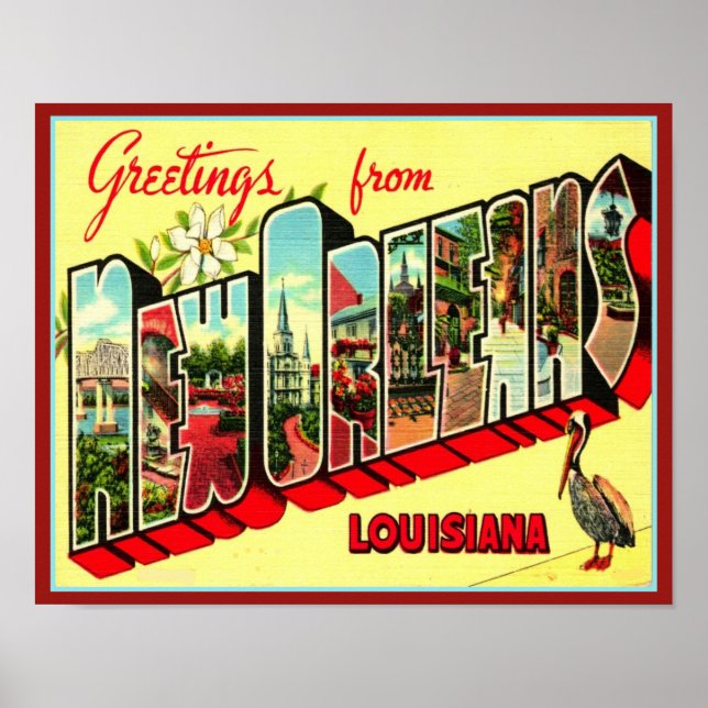 1940-talets Hälsning från New Orleans Poster (Framsidan)