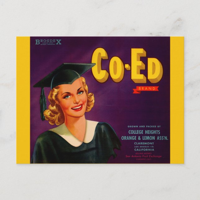 1940-talets märkning av citrusfrukter låda vykort (Framsida)