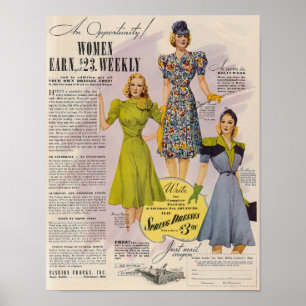 1940-talets Mode Frocks Poster