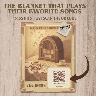 1940-talets Musikterapifilt | QR-kod 40-tals Hits Fleecefilt