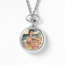 1940-talets Pinup Silver Necklace Watch
