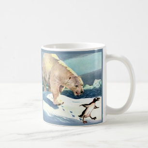 1940-talets polar- och penguinbjörn kaffemugg