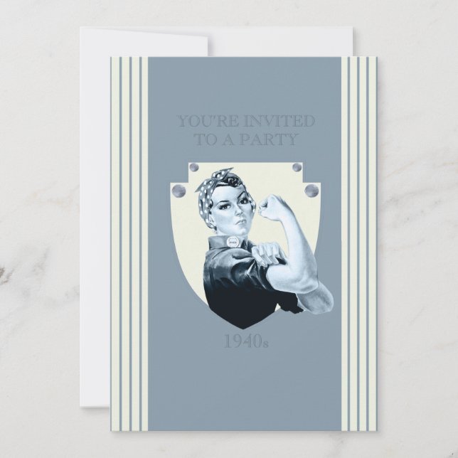 1940-talets retro patriotiska starka kvinna inbjudningar (Framsida)