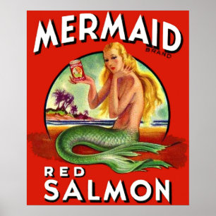 1940-talets Sjöjungfru Salmon kan märkas Poster