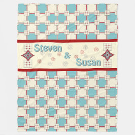 1940-talets skiktade Tile_Aqua, Ivory, Red (Person Fleecefilt