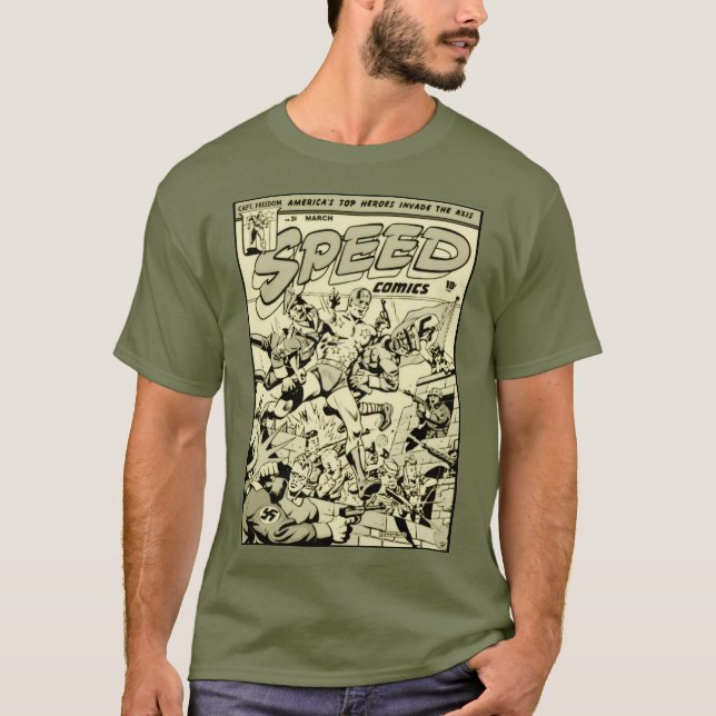 1940-talets SPEED Comics Action T-Shirt (Framsida)