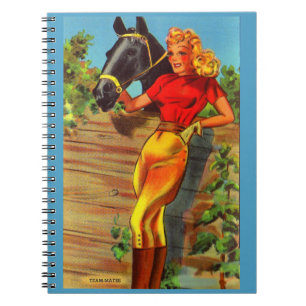 1940-talets stift-up-fot-o-l-häst anteckningsbok med spiral
