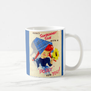1940-talets Sunbonnet Sue Har en Bukett åt Dig Kaffemugg