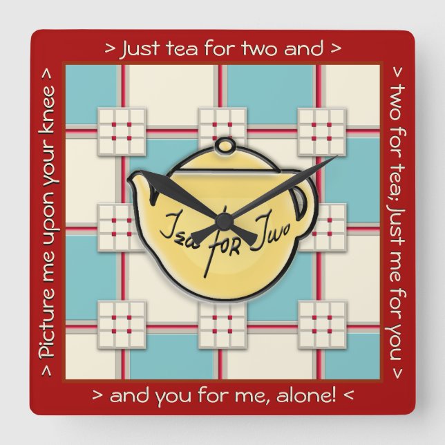 1940-talets Tekanna för köket Mönster med Gult Fyrkantig Klocka (Framsida)