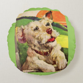 1940-talets underbara hund rund kudde