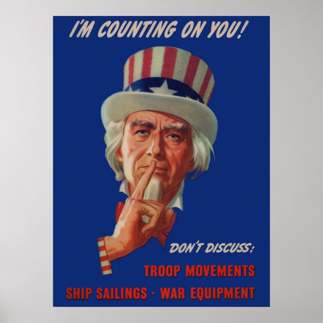 1940-talets varning från farbror Sam Poster (Framsidan)