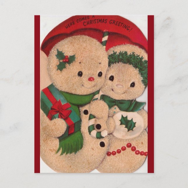 1940-talets Vintage Snögubbe par Vykort (Framsida)