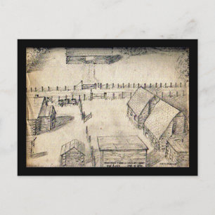1940-talets vykort för Farm Sketch