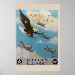 1940-talets Wings Over America WW2 US Army Air Cor Poster