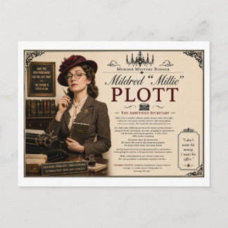 1940-tals Mördarmysterium Mildred Millie Plott Vykort
