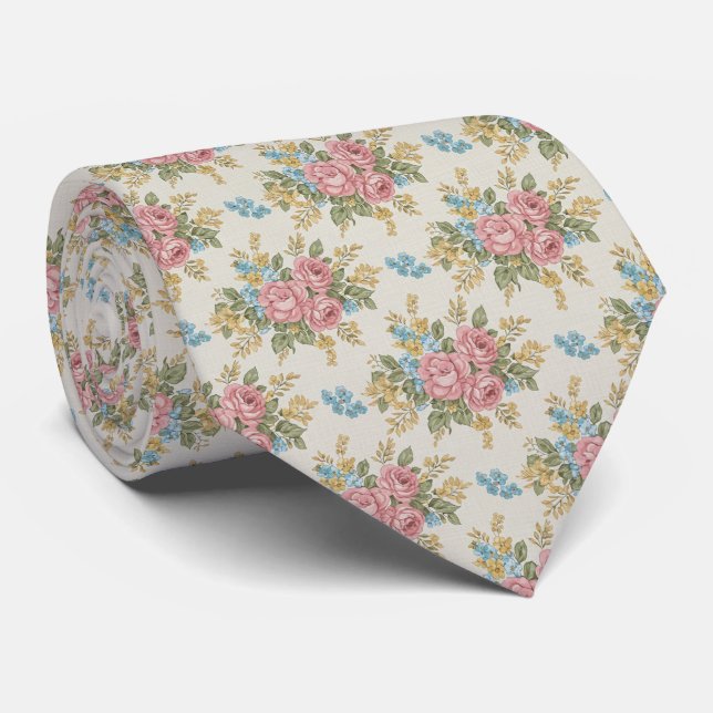 1940-tals Retro Bouquet Blommönster Slips (Rullad)