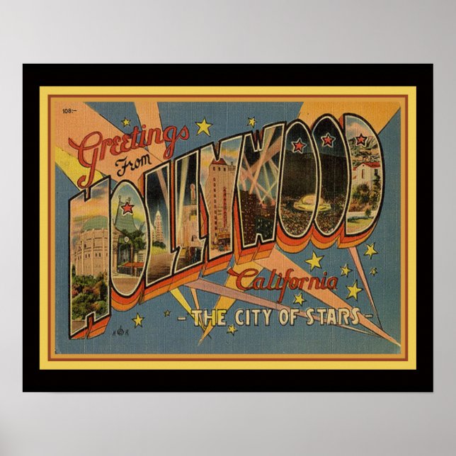 1940-tums Hollywood-vykort 16 x 20 Poster (Framsidan)