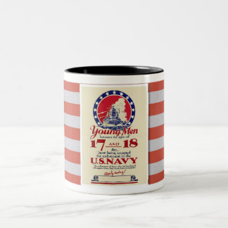 1940 US NAVY REKRYTERING POSTER Två-Tonad MUGG