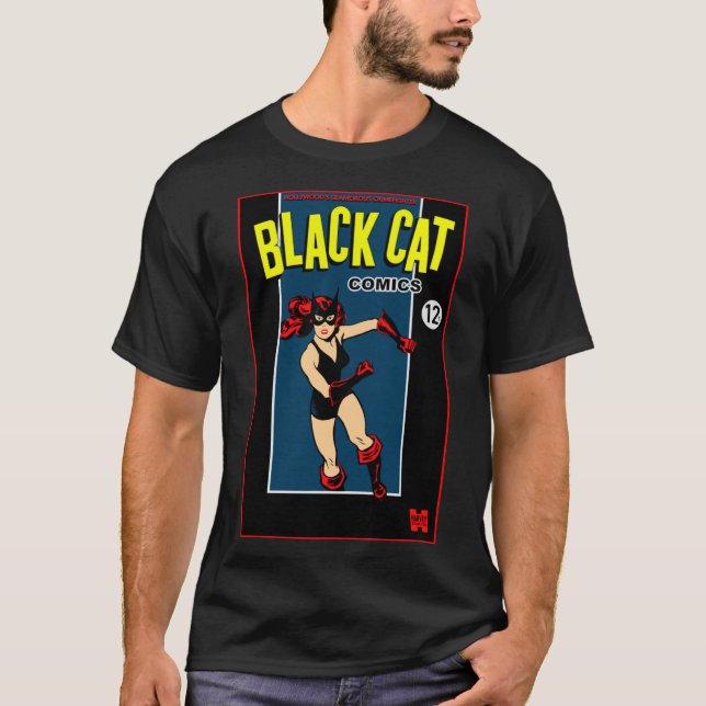 1940's Black Cat Comics "Hero" T-Shirt (Framsida)