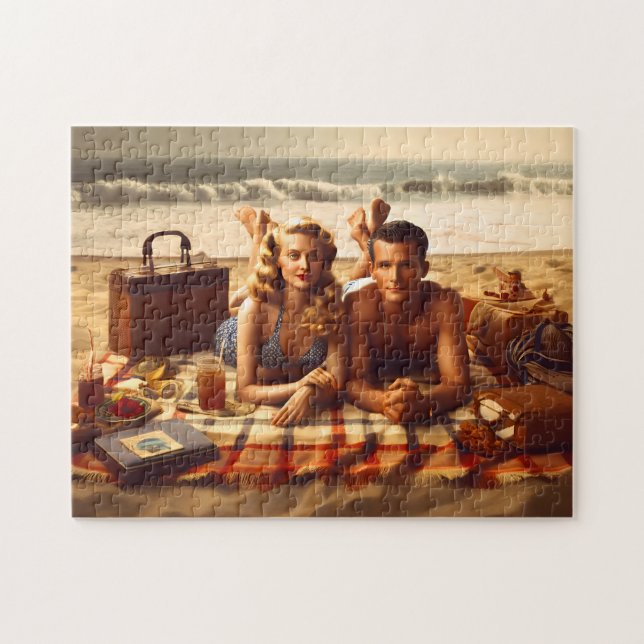 1940's Seaside Love Coastal Beach Romance Pussel (Horisontell)