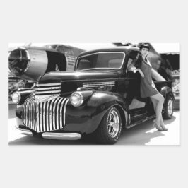 1941 Chevy Hot rod Pickup Lastbil Pin Up Girl Rektangulärt Klistermärke
