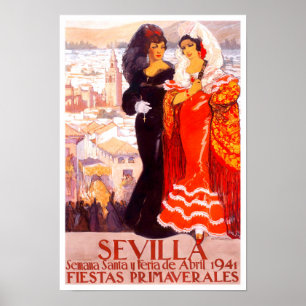 1941 Sevilla Spanien vintage resor Poster