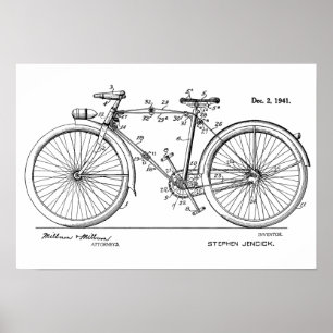 1941 Vintage Bicycle Flex Ram Patent Art Print Poster
