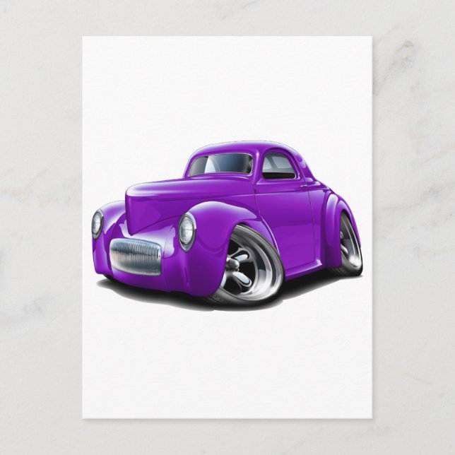 1941 Willys Lila Car Vykort (Framsida)