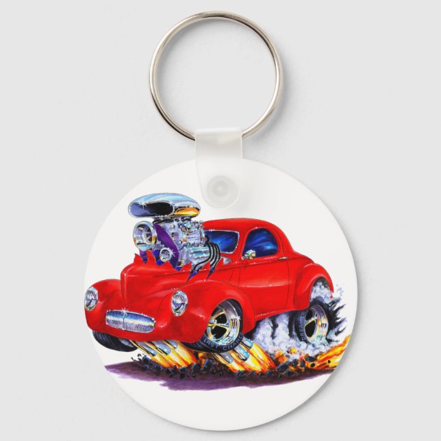 1941 Willys Red Car Nyckelring (Framsida)