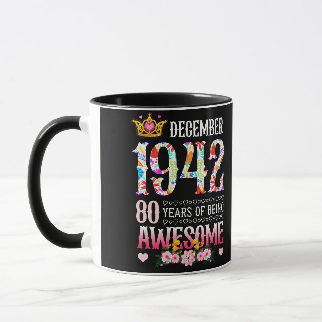 1942 80:e födelsedagen 80 år Fantastisk Blommigt Mugg (Vänster)