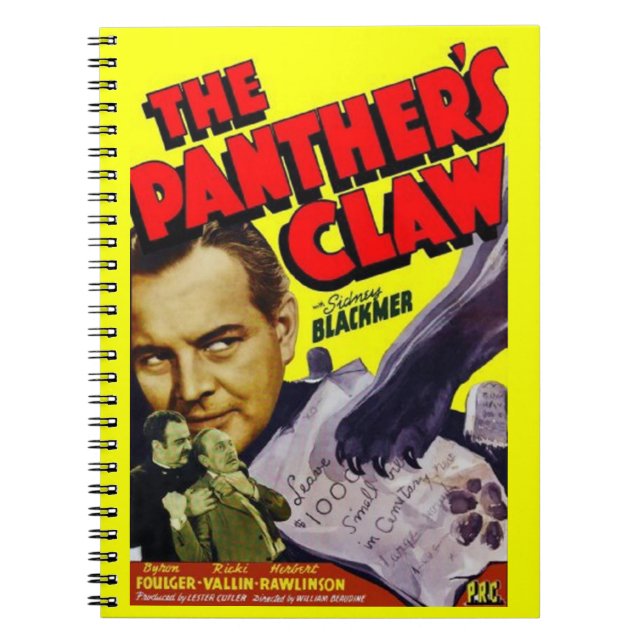 1942 Affisch för film The Panther's Claw Anteckningsbok (Framsidan)