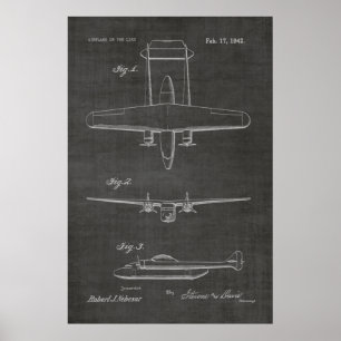 1942 Tvillingflygplansutskrift för Patent Art Teck Poster