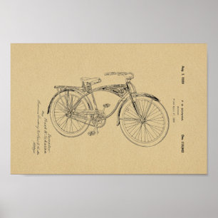 1942-Vintages Schwinn Bicycle Patent Art Print Poster